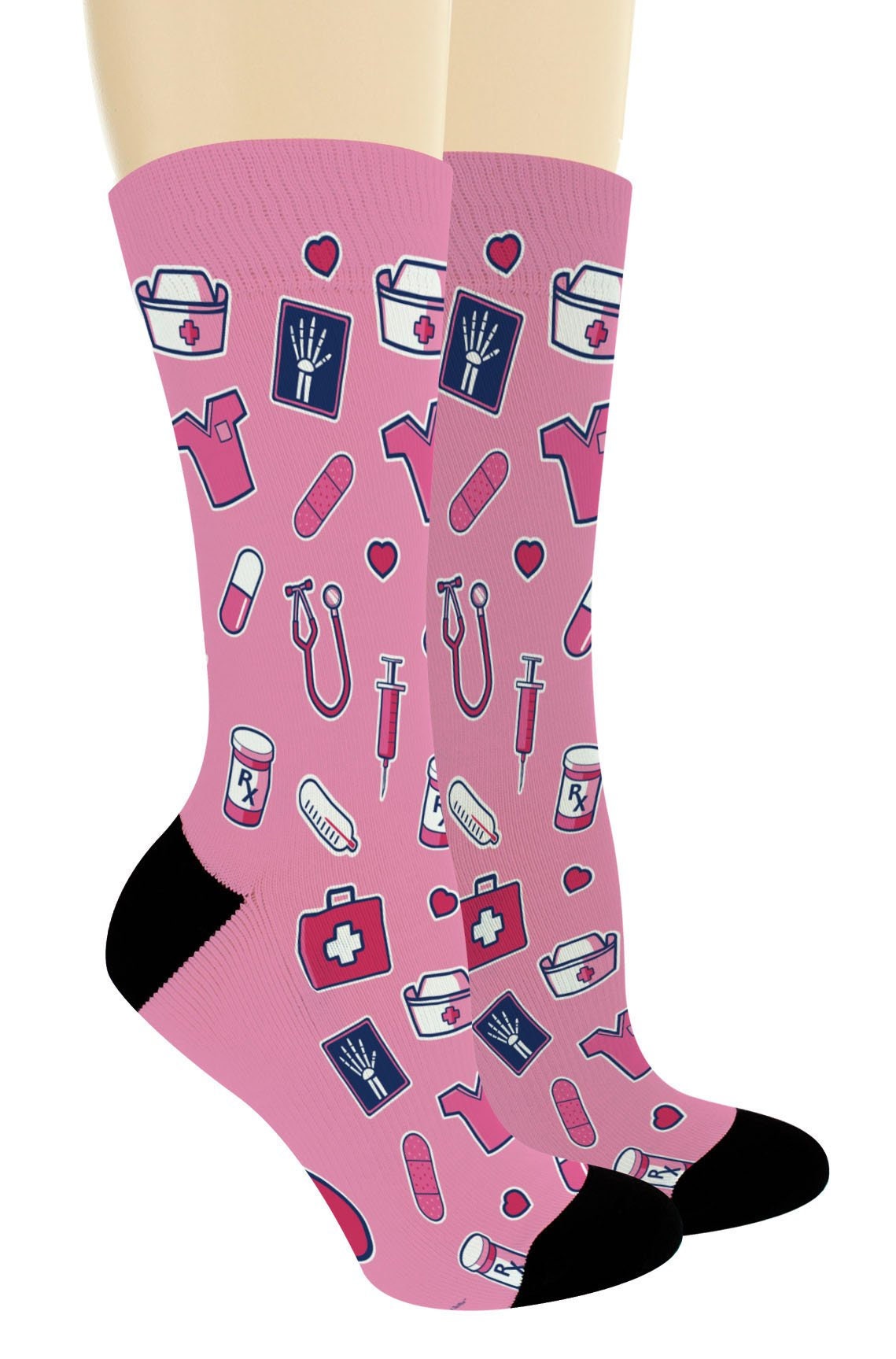 4 pares de calcetines de enfermera para mujer, regalos novedosos de  Navidad, divertidos calcetines cortos atléticos para médicos asistentes  médicos