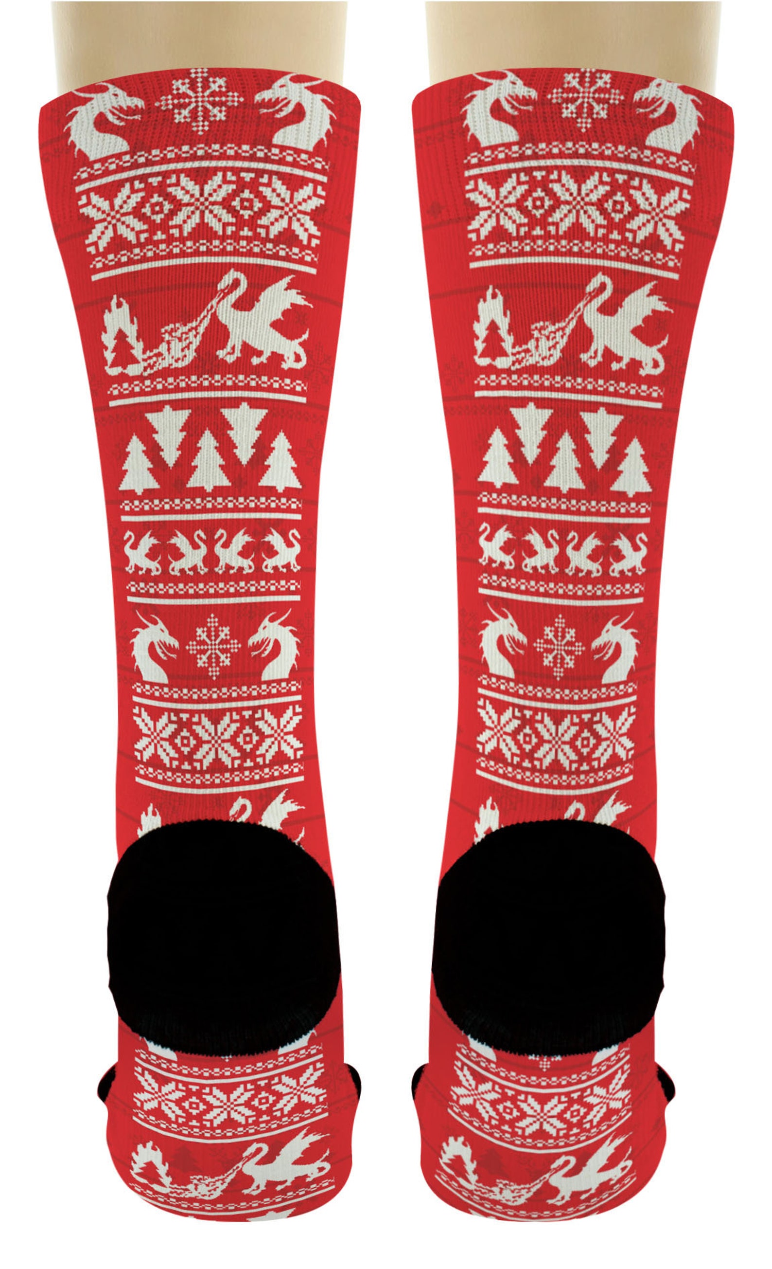 Funny Holiday Socks Fire Breathing Dragon Christmas Socks Lit Etsy