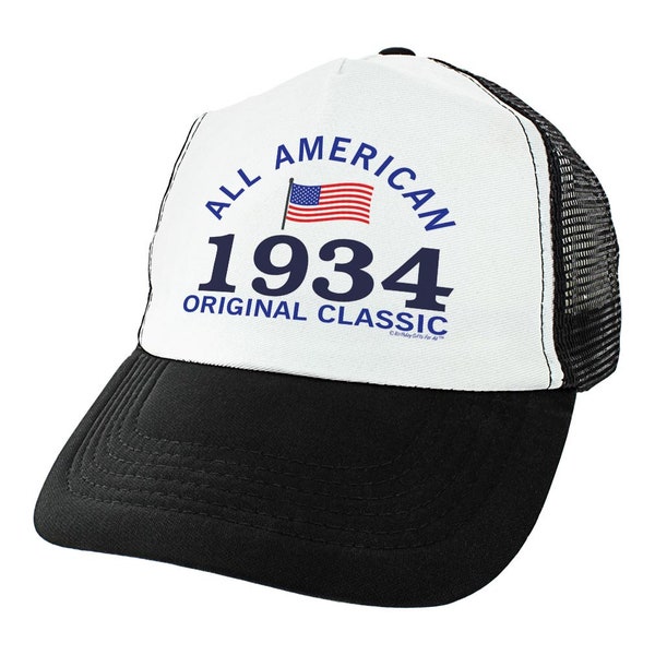 90th Birthday Gifts for Men All American 1934 Original Classic Trucker Hat
