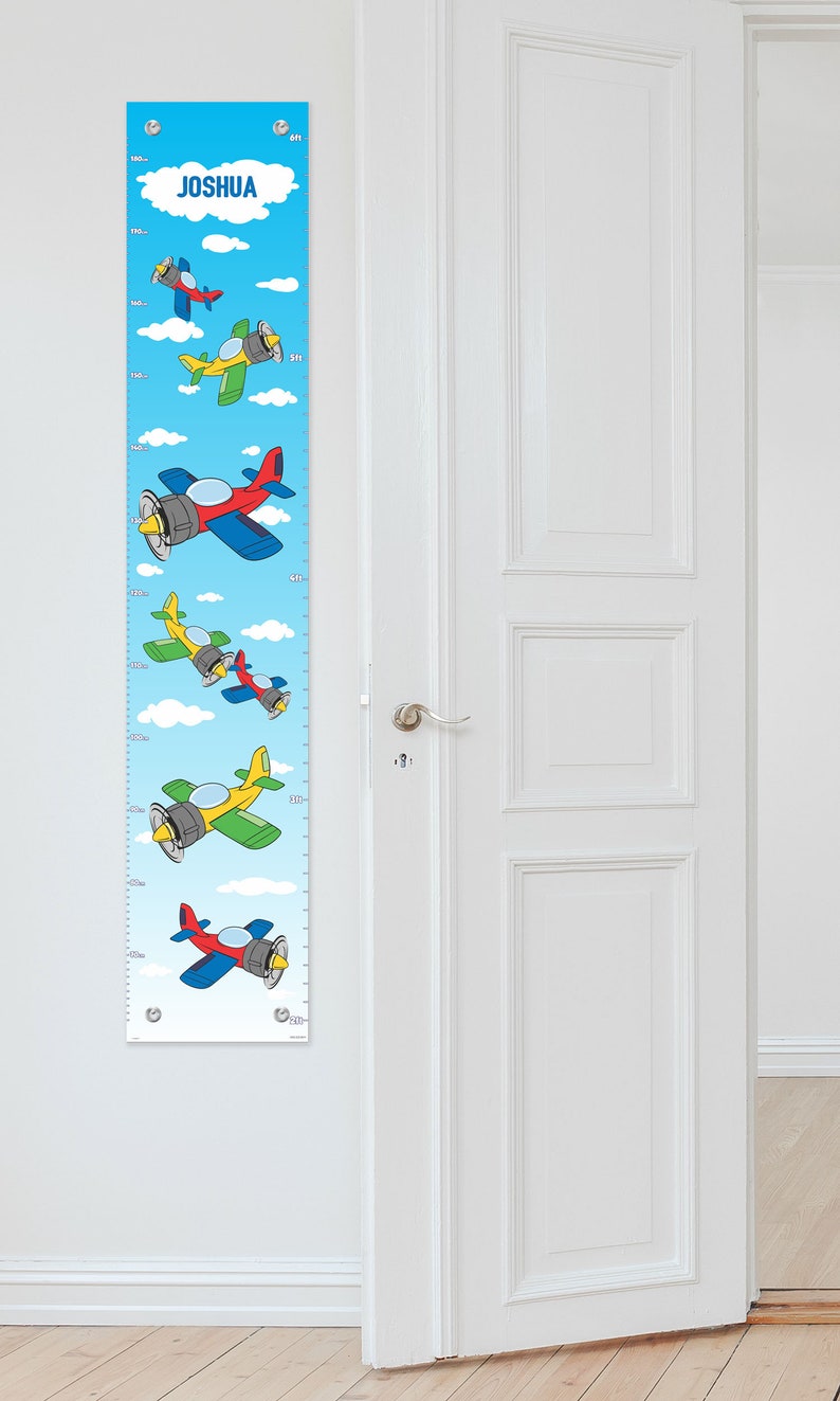 Personalized Growth Chart Cute Airplanes with Name Personalized Vinyl Growth Chart image 6