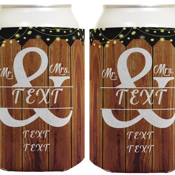 Wedding Reception Wedding Party Favors Mr & Mrs With Custom Text Personalized Can Drink Thermocooler or Slim Seltzer Can Coolies