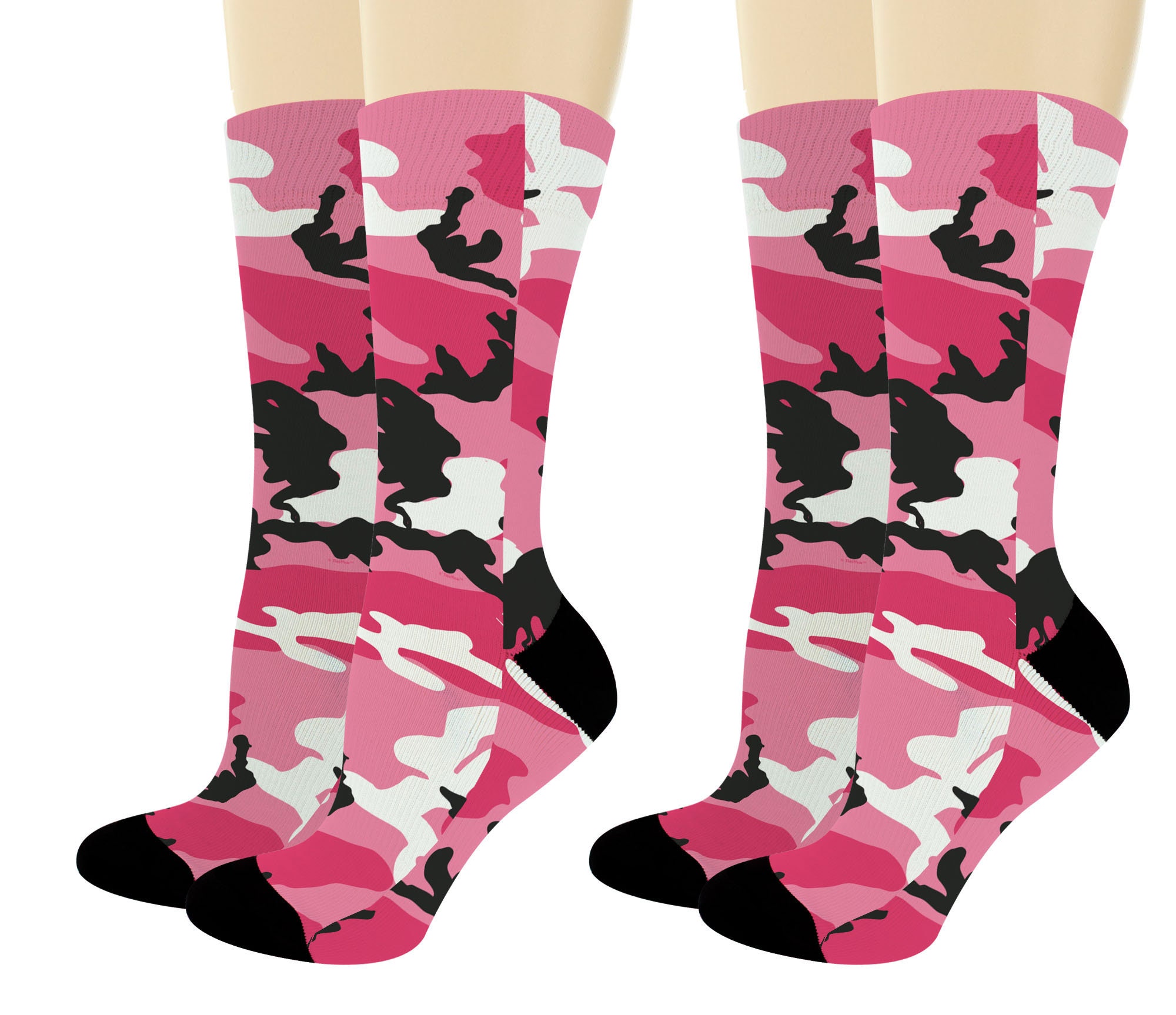 Unisex Pink Camouflage Socks Pink Camo Crew Socks Huntress Etsy