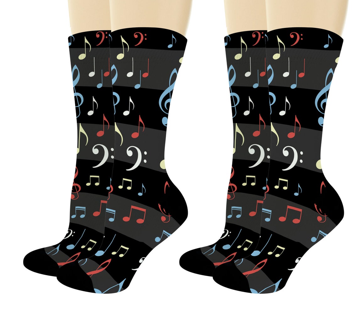 Music Related Gifts Colorful Music Note Socks Music Themed Etsy