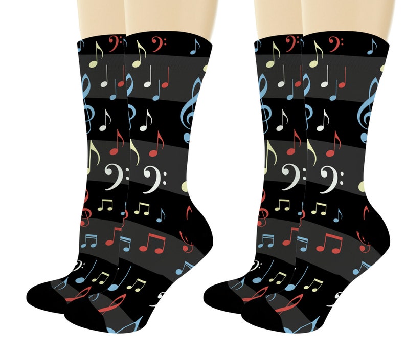Music Related Gifts Colorful Music Note Socks Music Themed Etsy