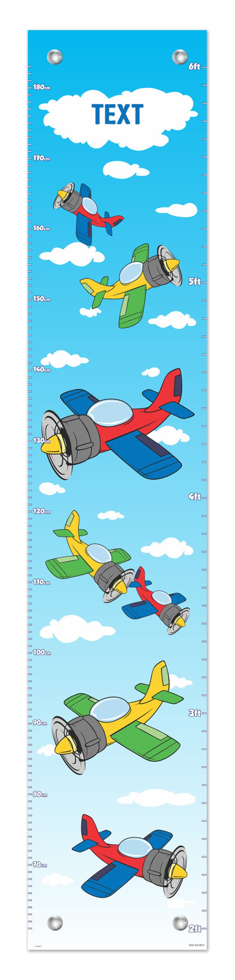 Personalized Growth Chart Cute Airplanes with Name Personalized Vinyl Growth Chart image 3