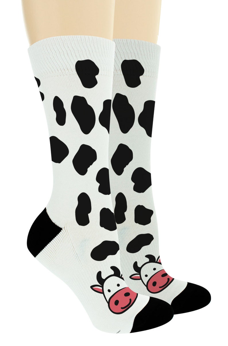 Barnyard Animal Novelty Socks Happy Cow Crew Socks Cow Themed - Etsy