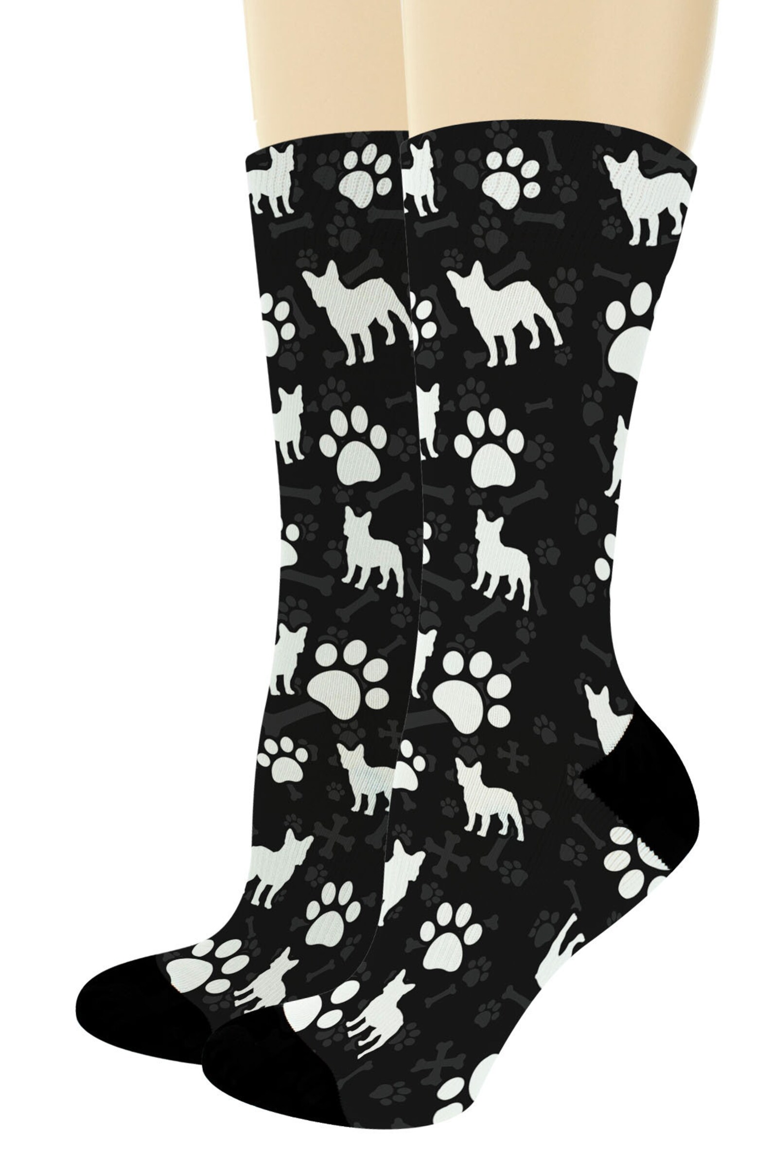 Frenchie Socks for Dog Lovers French Bulldog Paw Print Socks Etsy