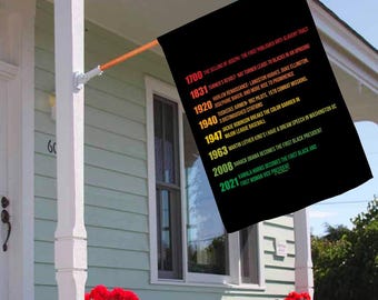 Black History Month House Flag: Key Dates in Black History Historical Milestones, Double Sided 28"x40"