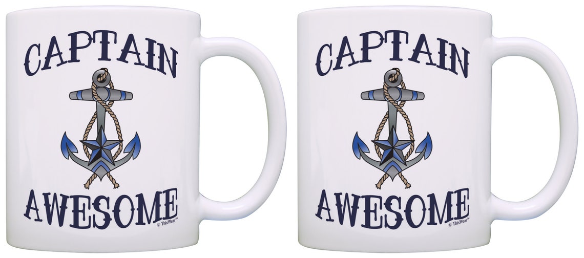 Boat Captain Gifts Captain Awesome Nautical Anchor Captain Mug Etsy