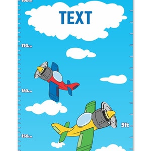 Personalized Growth Chart Cute Airplanes with Name Personalized Vinyl Growth Chart image 2