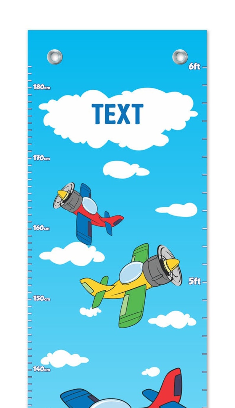 Personalized Growth Chart Cute Airplanes with Name Personalized Vinyl Growth Chart image 2