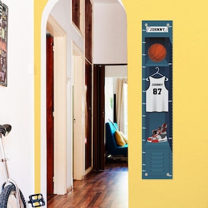 Personalized Growth Chart for Children Basketball Locker with Name Personalized Growth Chart