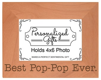Pop-Pop Gifts Best Pop-Pop Ever Engraved Wood Frame
