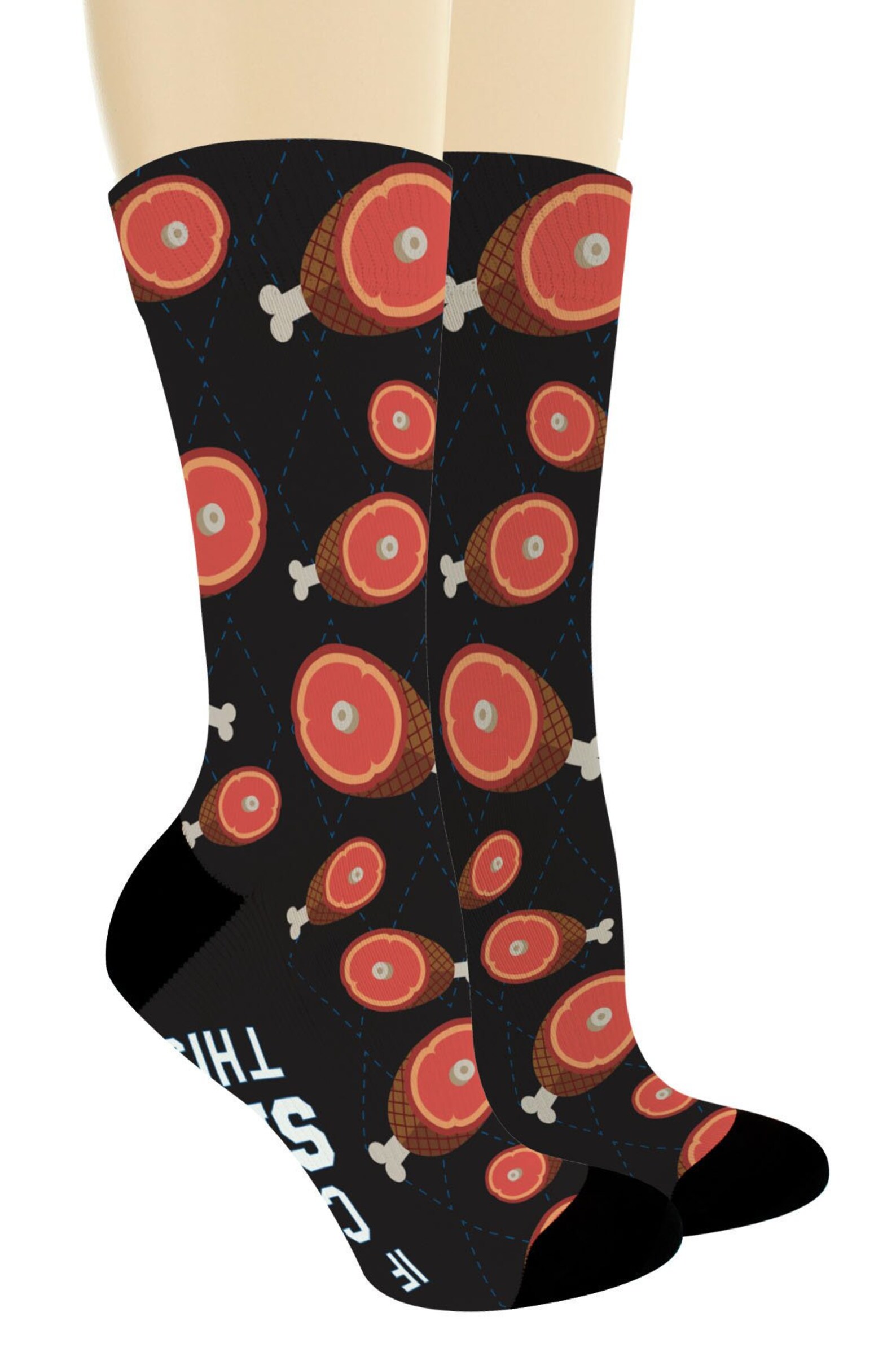 Funny Holiday Socks If You Can See This Bring Me Some Ham Food Etsy