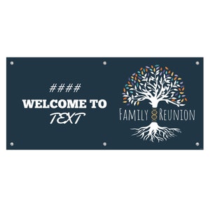 Personalized Family Reunion Banner, DNA Tree Teal Banner, Custom Reunion Banner, Family Reunion Personalized, Vinyl Banner
