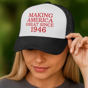 80th Birthday Trucker Hat: Making America Great Since 1946, Adjustable Snapback 5 Panel