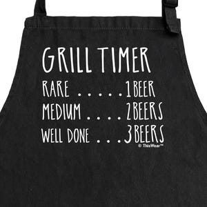 Grilling Apron: Grill Timer Beer Count,  2 Pocket Bib Adjustable neck