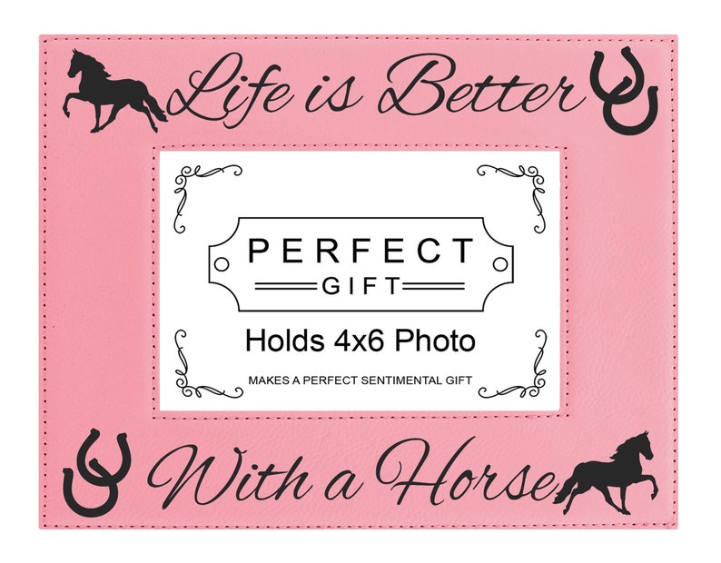 ThisWear Horse Lover Frame Life is Better with A Horse 4x6 Leatherette Photo Frame Black 