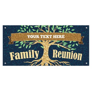 Personalized Family Reunion Banner, Custom Reunion Banner, Gold Tree Design, Family Reunion Personalized, Vinyl Banner