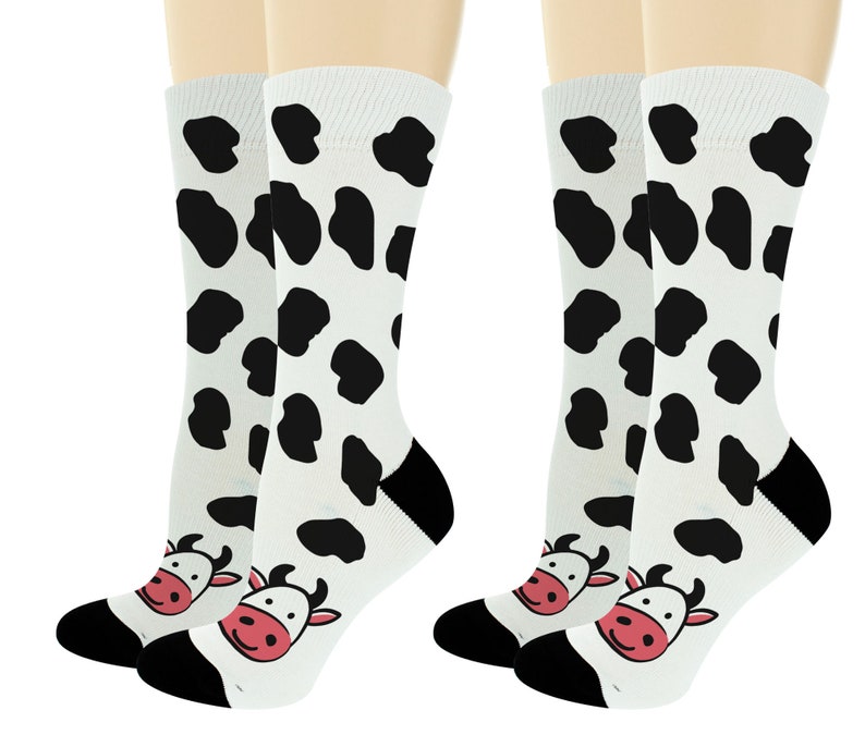 Barnyard Animal Novelty Socks Happy Cow Crew Socks Cow Themed - Etsy