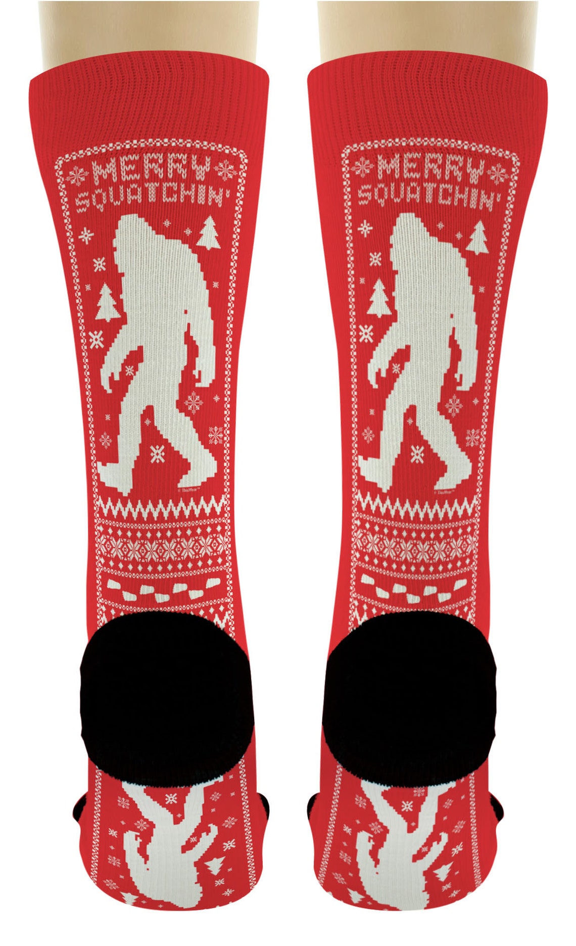 Funny Holiday Socks Merry Squatchin Sasquatch Christmas Socks Etsy