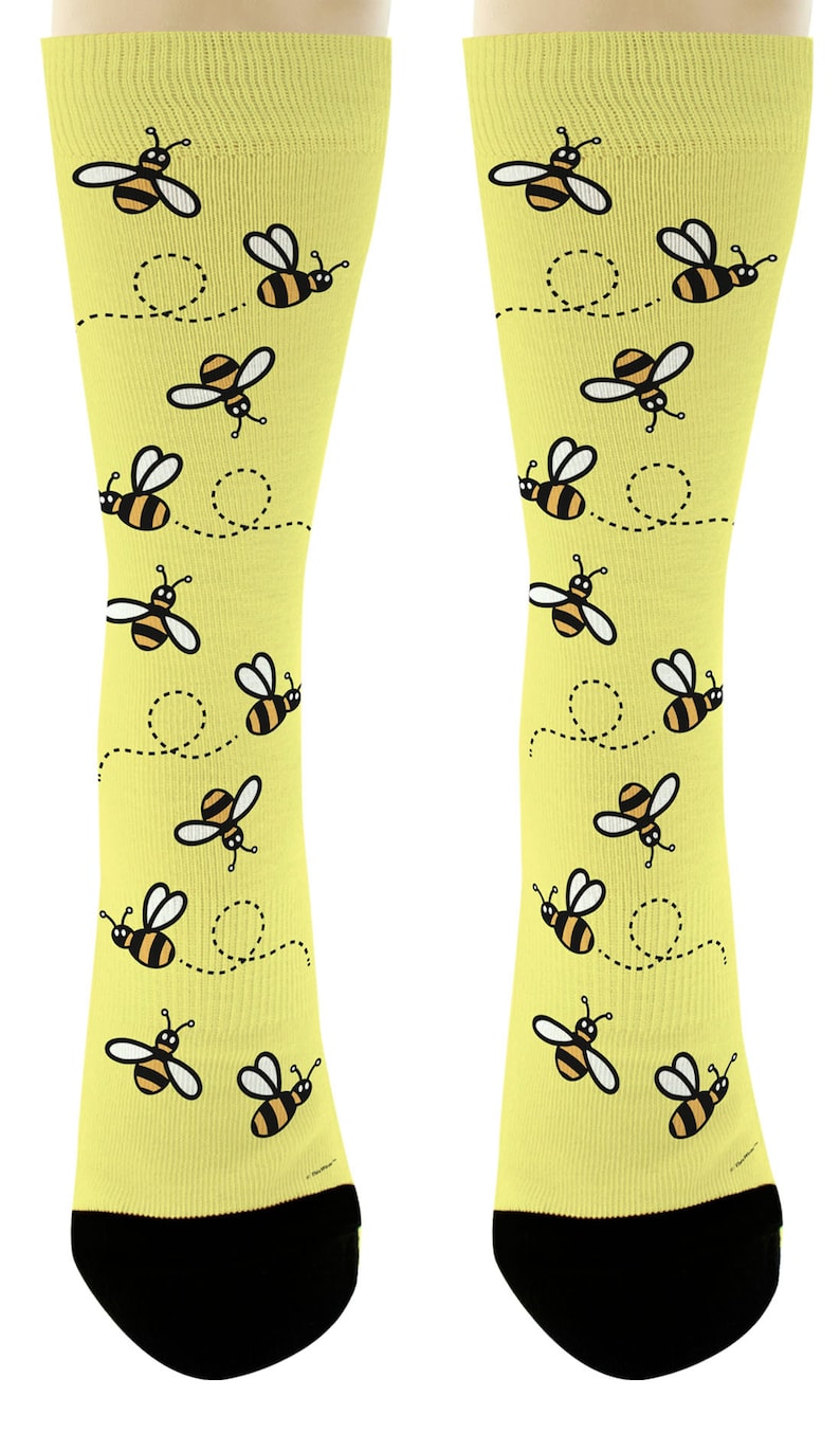 Unisex Novelty Socks Bumble Bee Socks Honey Bee Themed Gift for Bee Lovers Novelty Crew Socks image 2