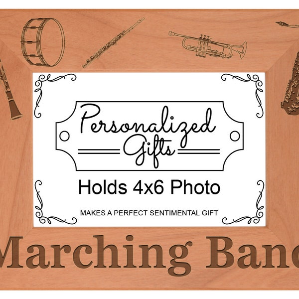 Marching Band Instruments Laser Engraved Wood Frame