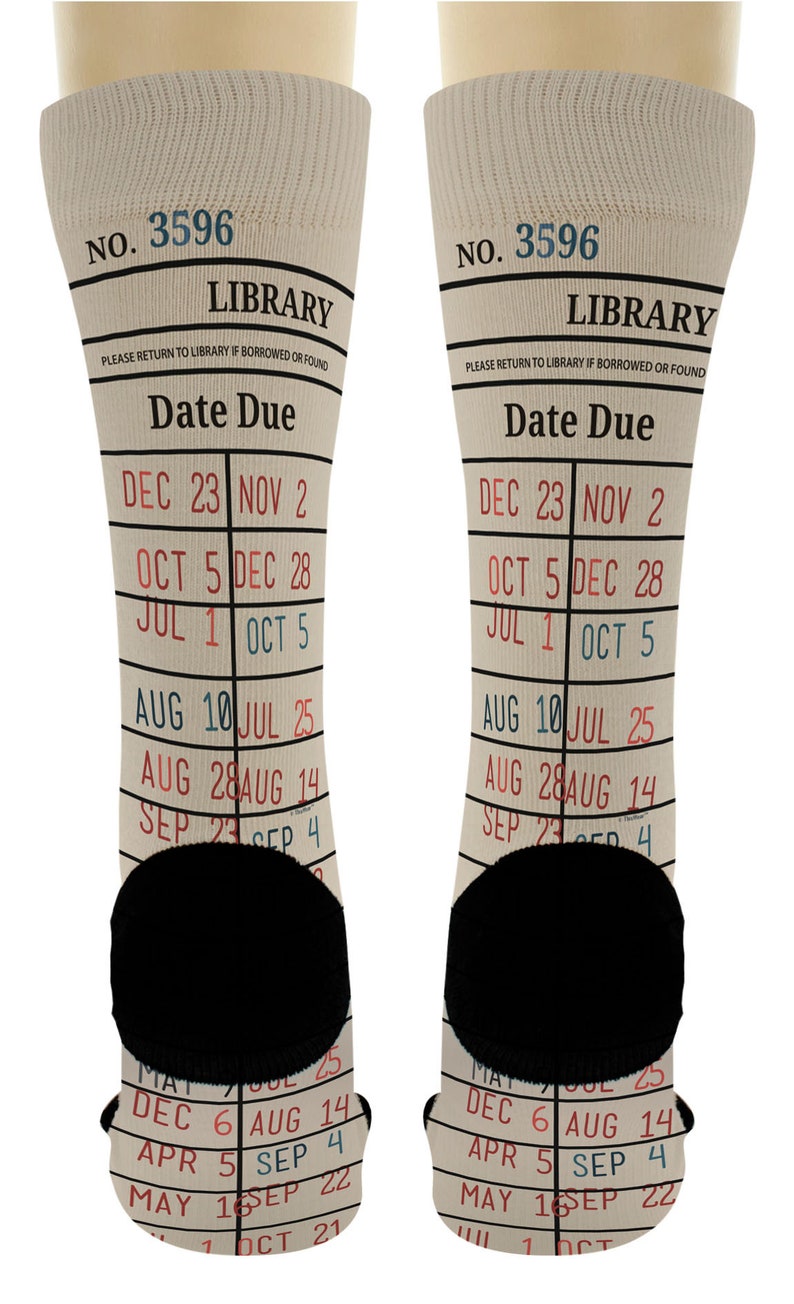 Library Card Socks, Bookworm Gifts Book Socks, Librarian Sock, Novelty Crew Socks, Funny Christmas Gift image 5