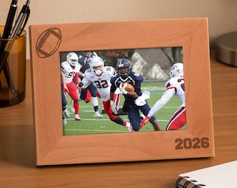 Sports Photo Frame: Football 2026 Football Team, 4x6/5x7/8x10 Laser Engraved Wood