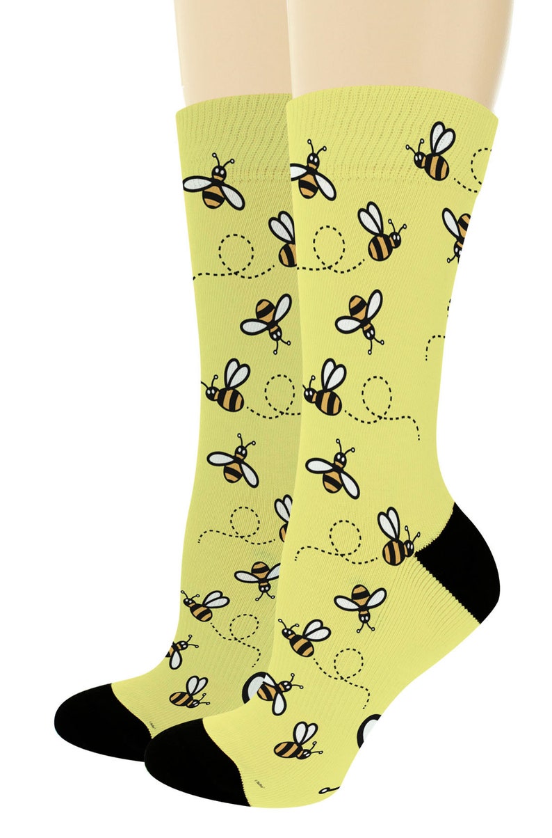Unisex Novelty Socks Bumble Bee Socks Honey Bee Themed Gift for Bee Lovers Novelty Crew Socks image 3