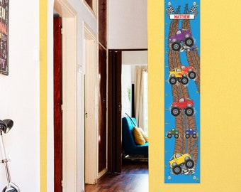 Personalized Growth Chart Monster Truck with Name Personalized Vinyl Growth Chart