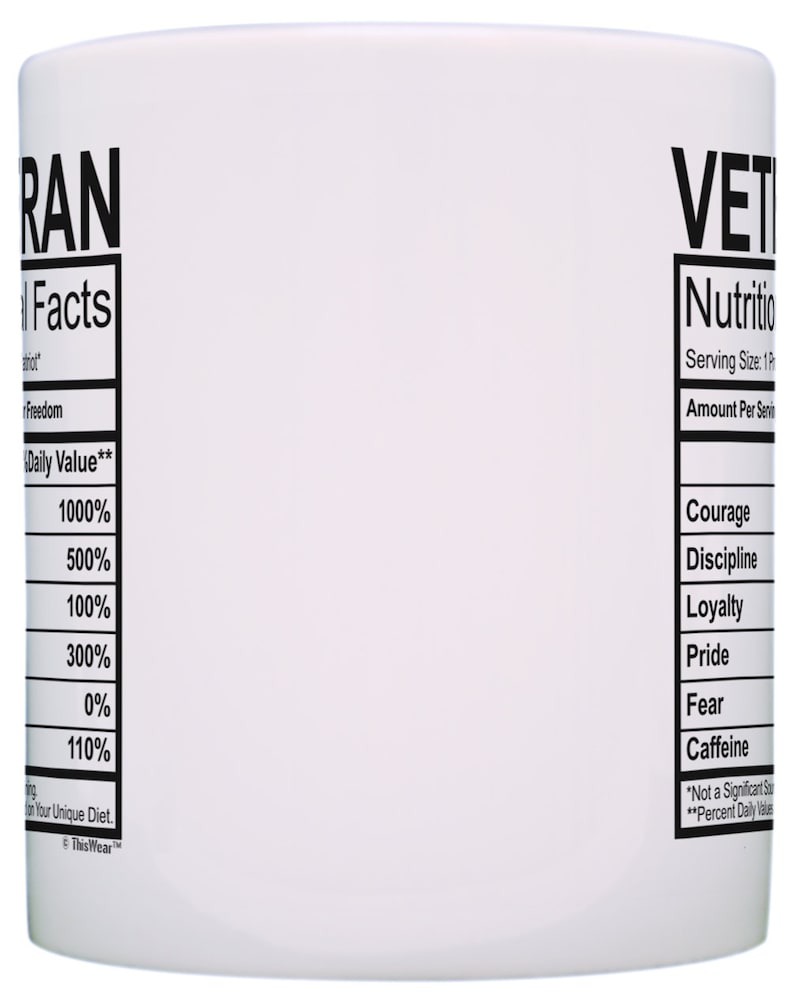 ThisWear Veteran Nutritional Facts Coffee Mug - Thumbnail 4