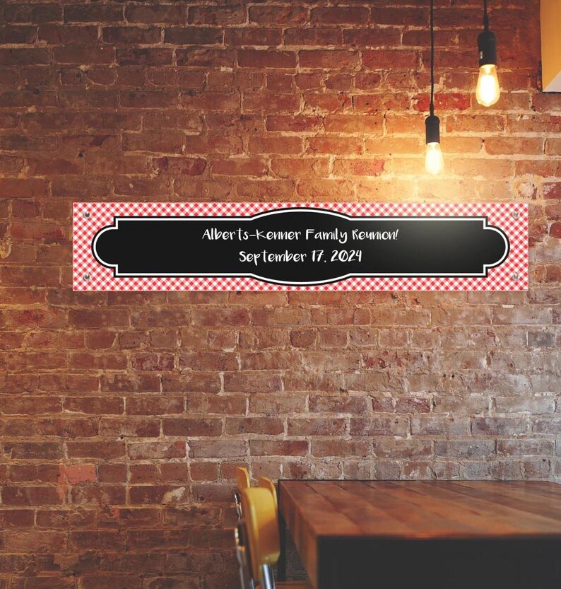 Personalized BBQ Cookout Banner: Red Plaid With 3 Lines Personalized ...