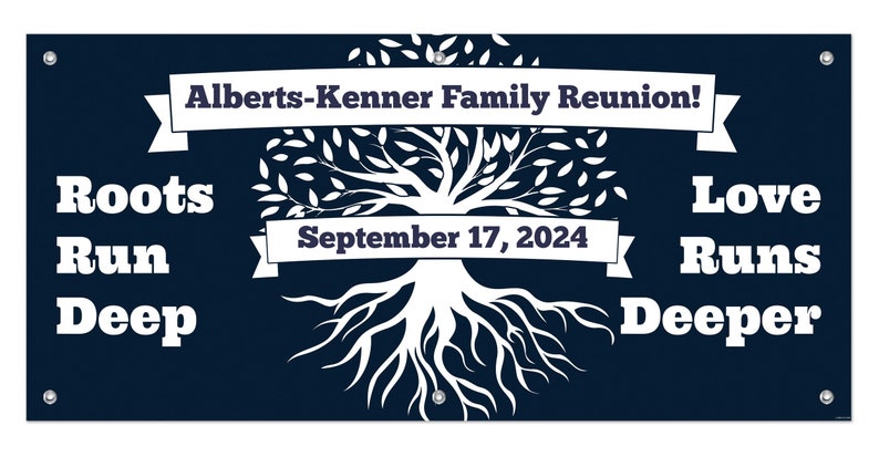 Personalized Family Reunion Banner: Roots Run Deep Love Runs Deeper, 24 ...