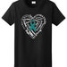 Teal Ribbon Awareness Motivational Word Heart  Ladies T-Shirt 2000L - WCA-202 