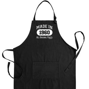 65th Birthday Gifts Made In 1960 All Original Parts Two Pocket Kitchen Apron