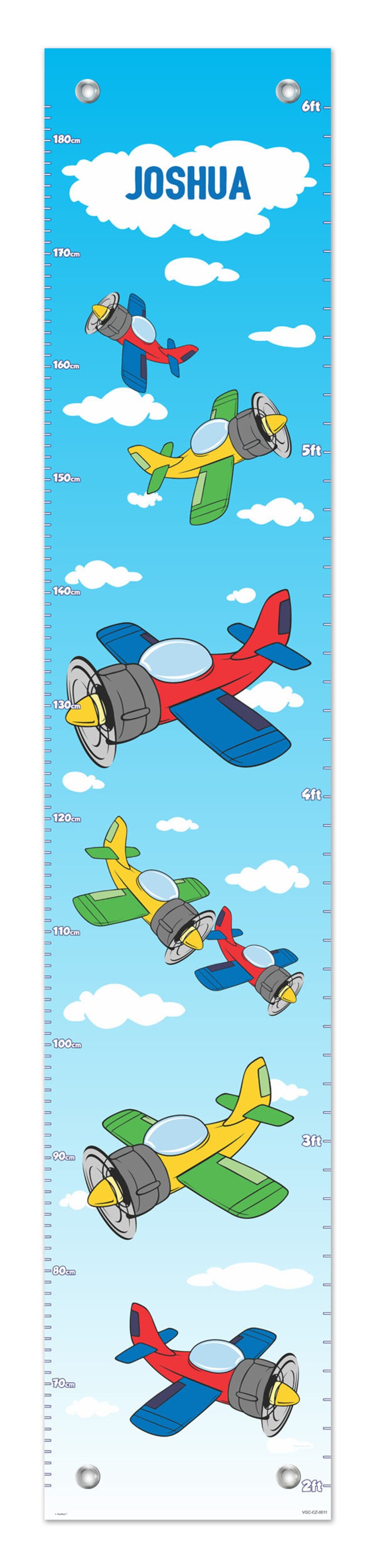 Personalized Growth Chart Cute Airplanes with Name Personalized Vinyl Growth Chart image 4