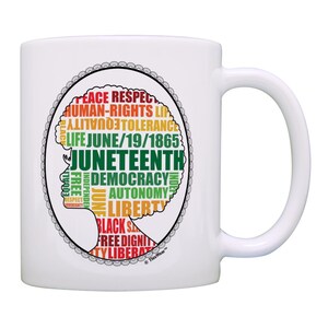 Juneteenth Celebration Mug Juneteenth Word Cloud June 19th 1865 11oz or 15oz Ceramic Coffee Mug