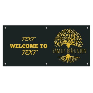 Personalized Family Reunion Banner, DNA Tree Black Banner, Custom Reunion Banner, Family Reunion Personalized, Vinyl Banner