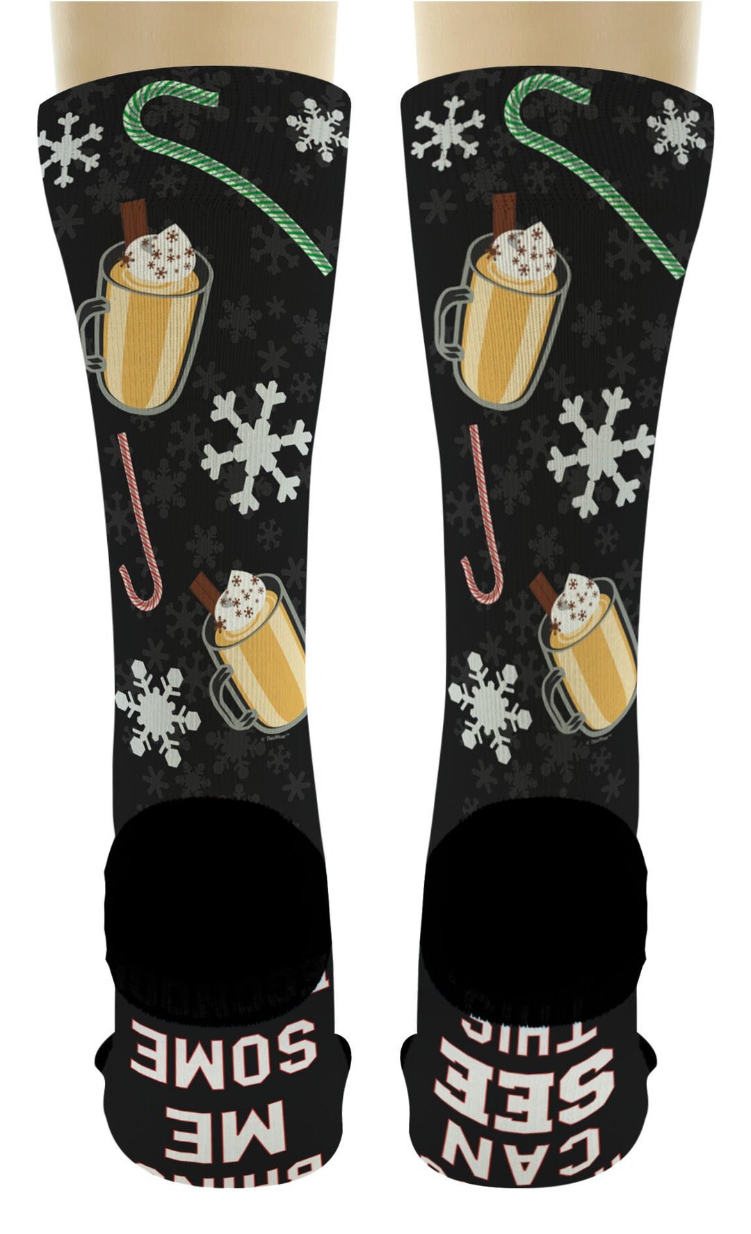 Funny Christmas Socks If You Can See This Bring Me Some Eggnog Etsy