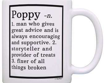 Poppy Definition Mug - Funny Grandpa Coffee Cup Gift For Fathers Day & Christmas