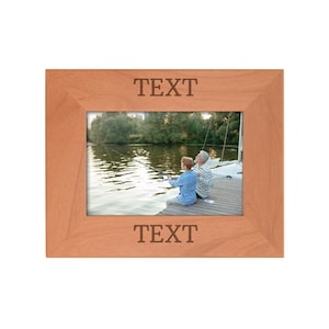 Personalized Any Text Photo Frame: Custom Your Text, 4x6/5x7/8x10 Laser Engraved Wood