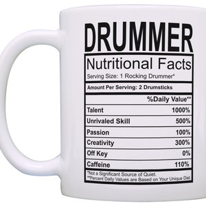 Unique Drummer Gifts Drummer Nutritional Facts Mug Musician Gifts Drummer Coffee Mug Drummer Cup M11-0548 image 4