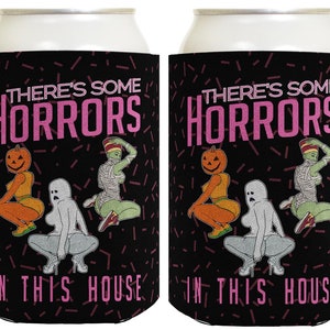 Halloween Can Cooler There&#39;s Some Horrors In This House Funny Provocative Ghost Trio Halloween Party Favors Can Drink Thermocoolers