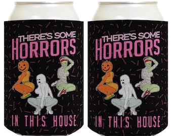 Halloween Can Cooler There&#39;s Some Horrors In This House Funny Provocative Ghost Trio Halloween Party Favors Can Drink Thermocoolers