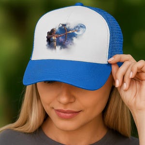 Space Exploration Hat: Artemis Goddess Aiming for the Moon, Adjustable Snapback 5 Panel