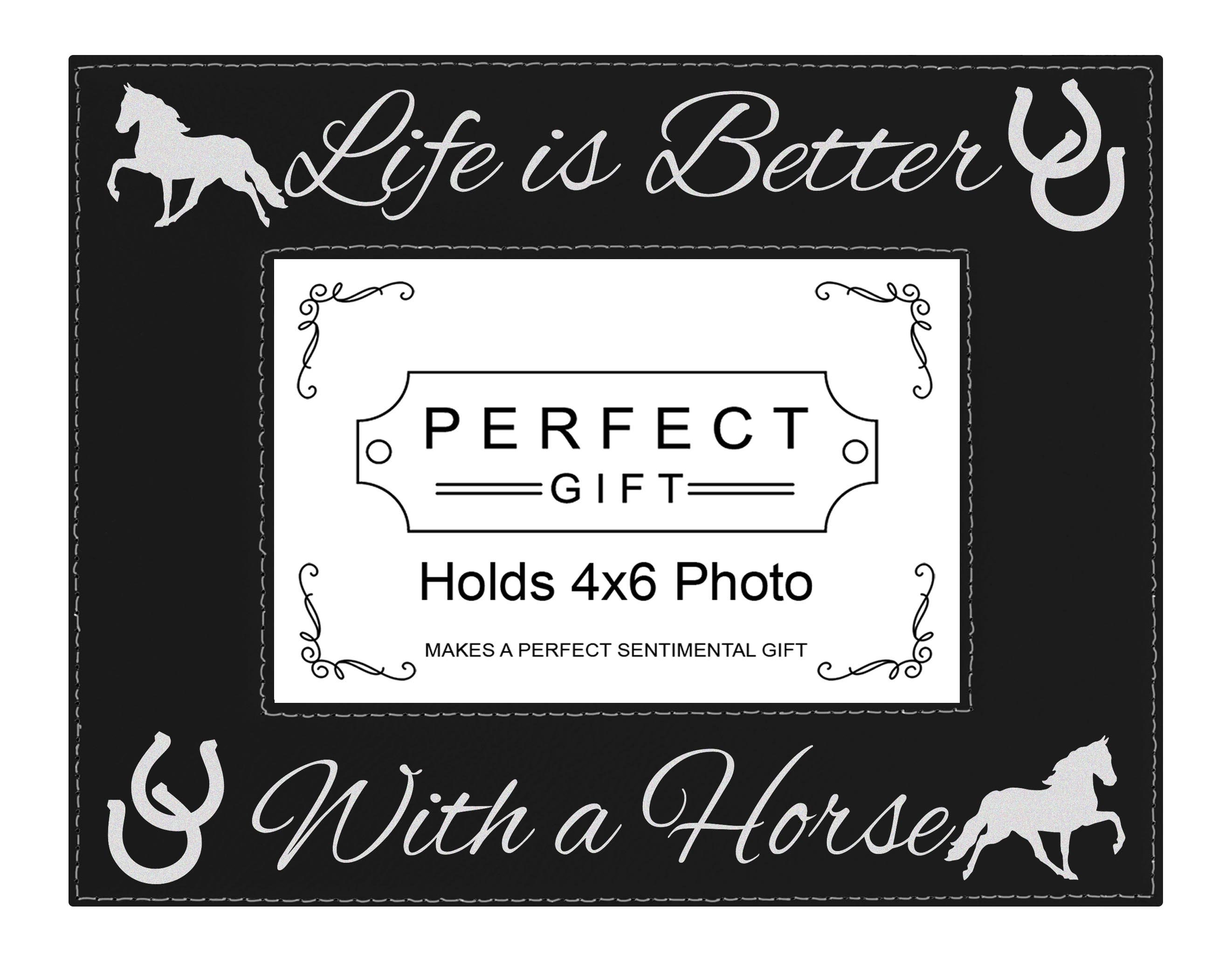 ThisWear Horse Lover Frame Life is Better with A Horse 4x6 Leatherette Photo Frame Black ThisWear Horse Lover Frame Life is Better with A Horse 4x6 Leatherette Photo Frame Black