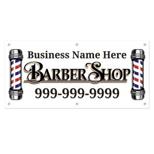 Personalized Barber Shop Advertising Sign Indoor Outdoor Small Vinyl Banner