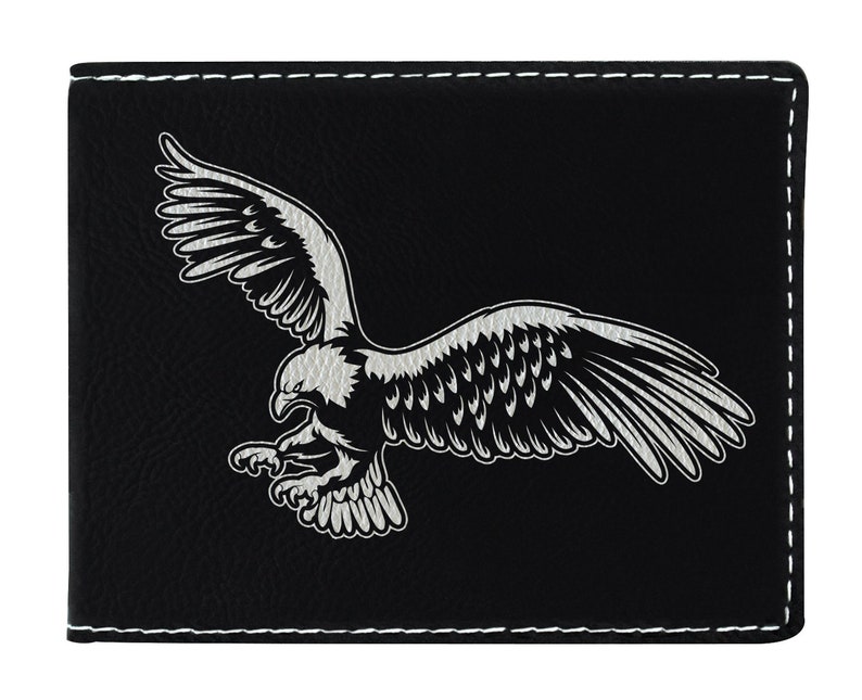 Bald Eagle Gift for Men Laser Engraved Leatherette Bifold Etsy