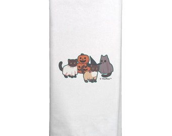 Black Cat Kitchen Towel, Halloween Tea Towel, Spooky Dish Cloth, Cat Lover's Kitchen Decor, Halloween Party Supplies